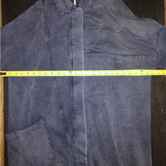 Free People] Blue Acid dyed Oversize Sweatshirt Maxi Jacket. - Picture 12 of 14